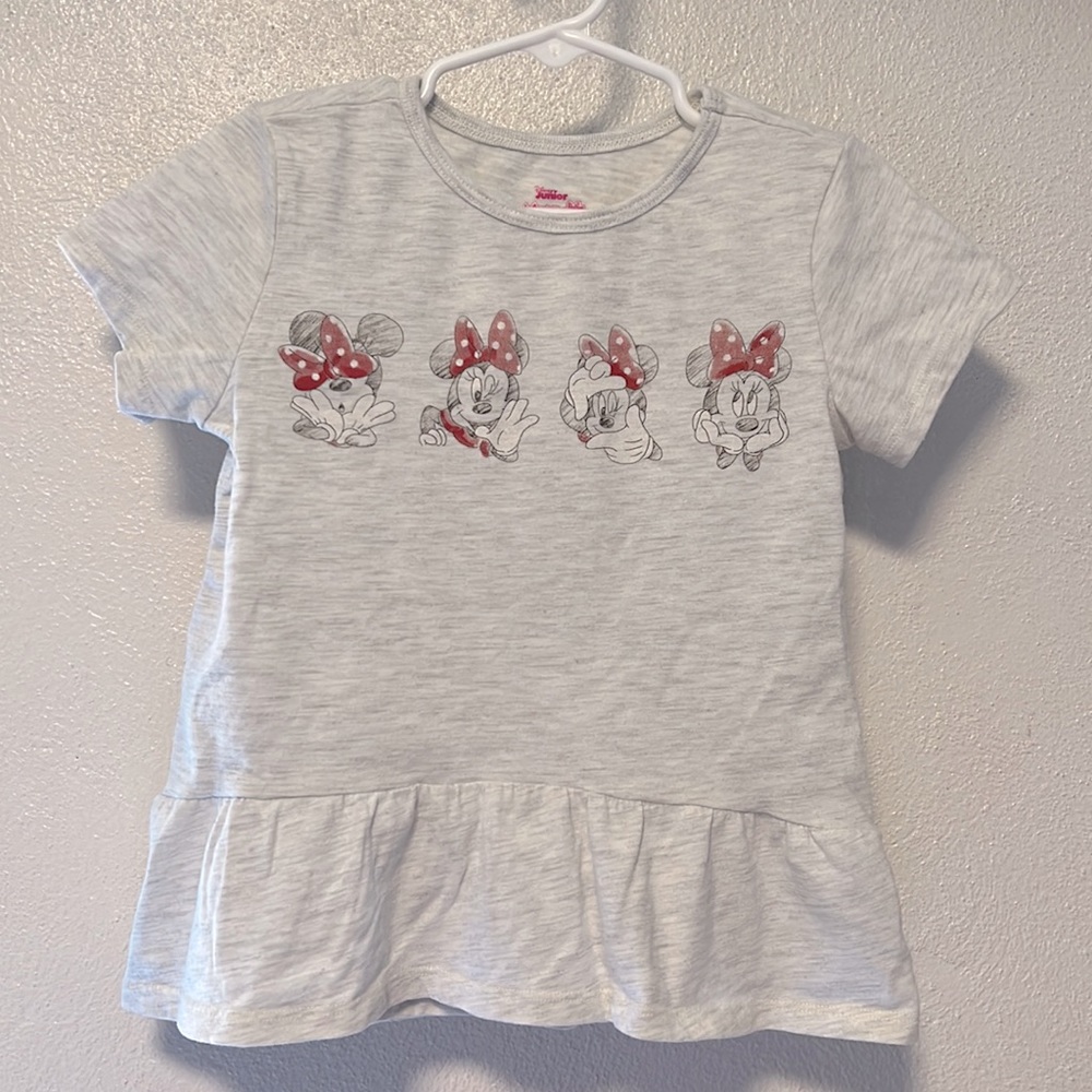 Disney Junior Minnie Mouse Silly Faces Grey Shirt 5T Tee T-Shirt